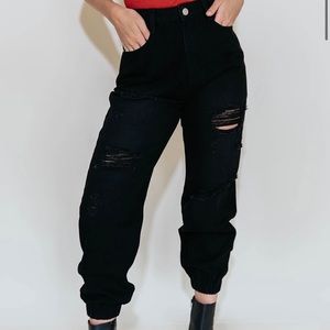 Black Denim Joggers (Kittenish)